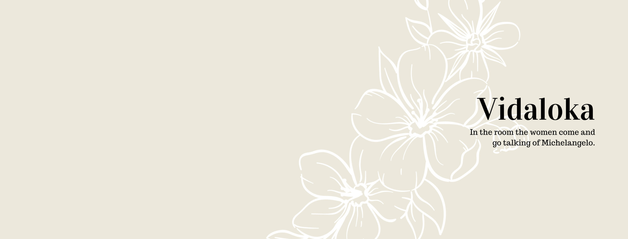 Tan background. White flower outlines. Text to display what vidaloka font looks like teamed up with Trocchi. Best Google Fonts.