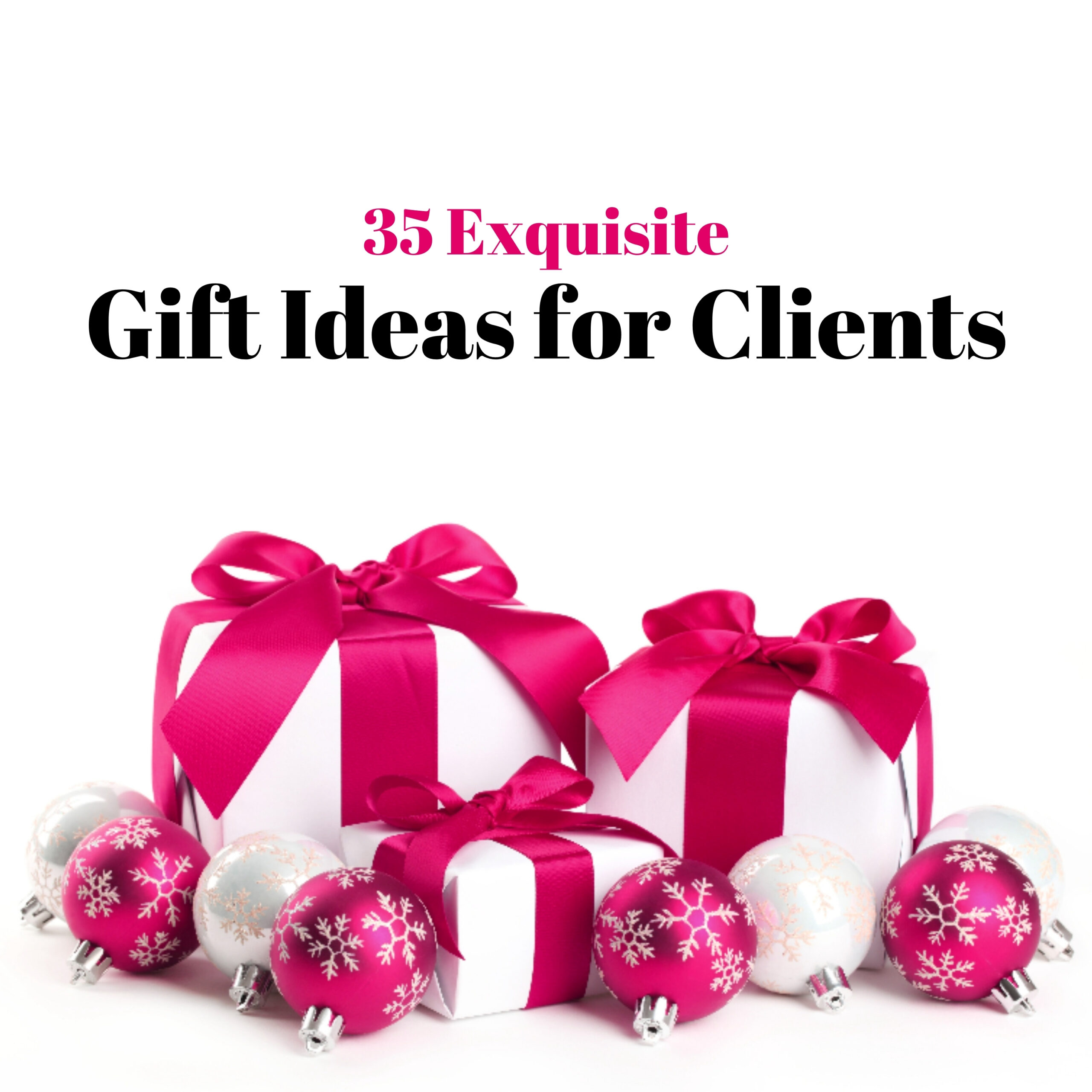35 Gifts for Clients at Christmas... Photo of white package with pink bows.