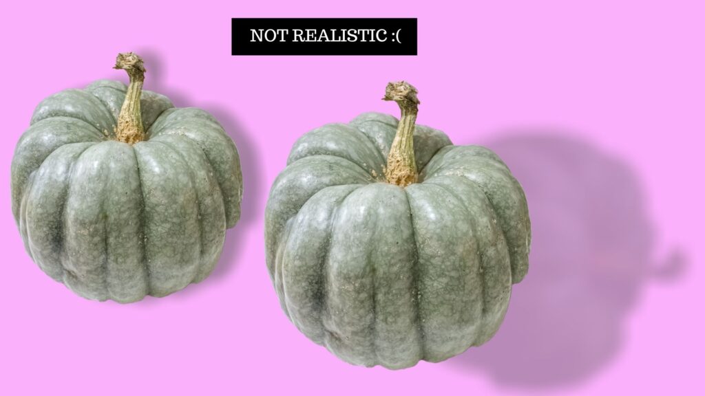 Green Pumpkins on Pink Background to show how not to apply a shadow in Canva. 